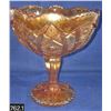 Image 1 : Footed carnival glass compote, heavy, 7 3/4 inches tall, no damage
