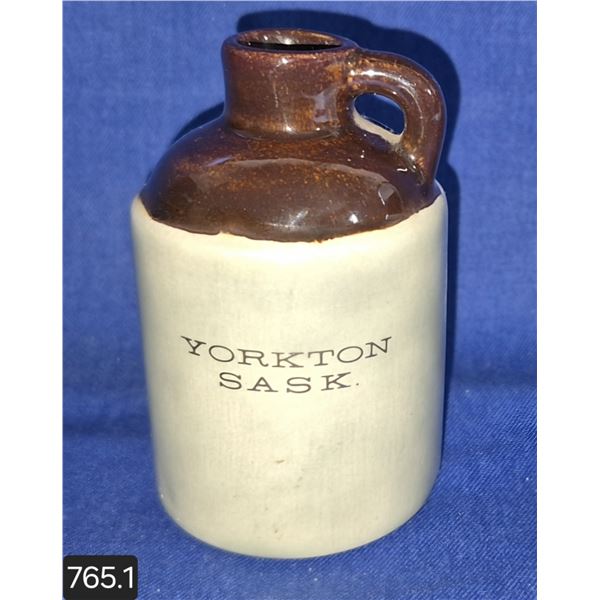Miniature "Yorkton" pottery jug, possible Medalta or Redcliffe