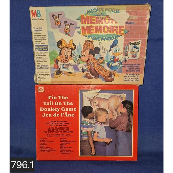 2 Vintage children's games, including "Pin the Tail on the Donkey", both are complete