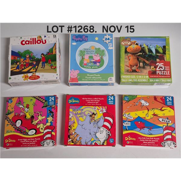 (6) Childrens Puzzles. Dr. Seuss. Peppa Pig