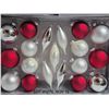 Image 5 : (3) Sets of Red, White Snowflake, Silver Christmas Ornaments.  New in Box.  Purchased New never used