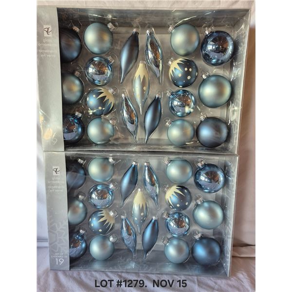 (2) Sets of Blue, Snowflake, Christmas Ornaments.  New in Box.  Purchased New never used.