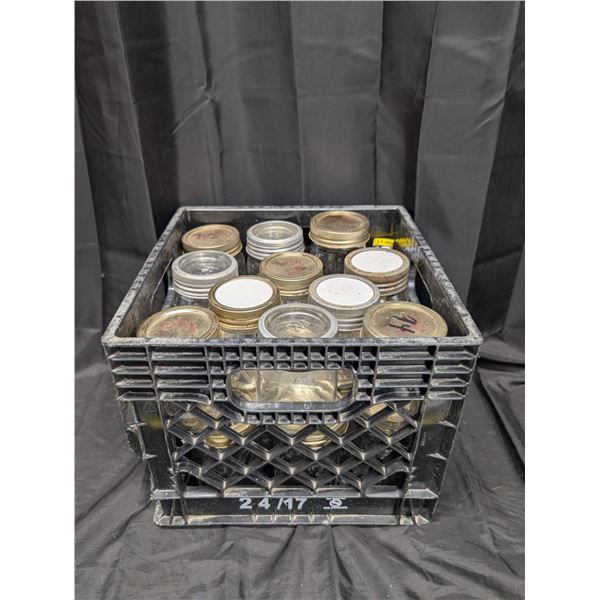 Crate of Mason Jars (Improved Jem, Canadian Jewel, and etc.) w/ Misc. Lids