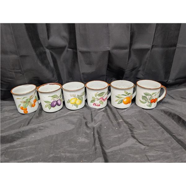 (6) Set of Mugs Fruit Design From Klassen Gift Ware Saskatoon.SK