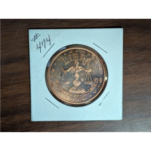 Copper.999 Fine USA Large Coin "Libra"