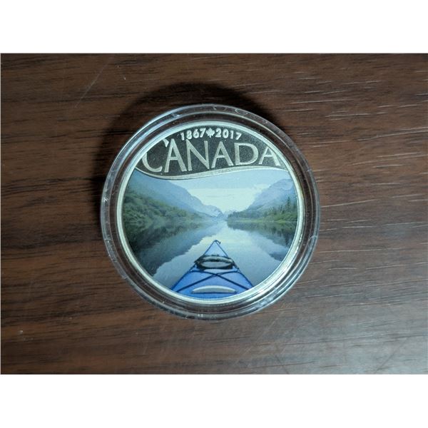 2017 10 Dollar Fine Silver Coin "Celebrating Canada's 150th Kayaking on The River"