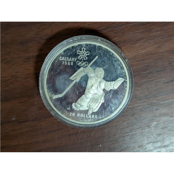 Calgary Winter Olympics 1986-1988 20 Dollar Coin Silver.925
