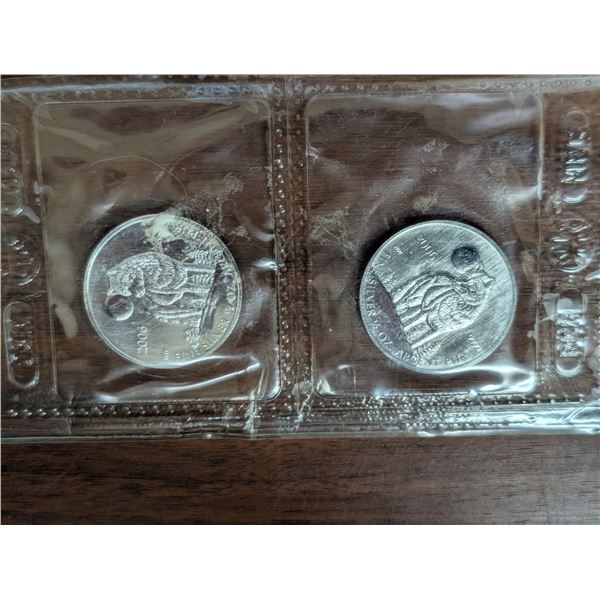 (2) 2006 Fine Silver 1/2 oz. Argent Pure 9999 Canadian Dollar