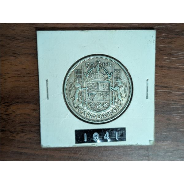 1941 Canadian 50 Cent Coin 800.Silver.200.Copper