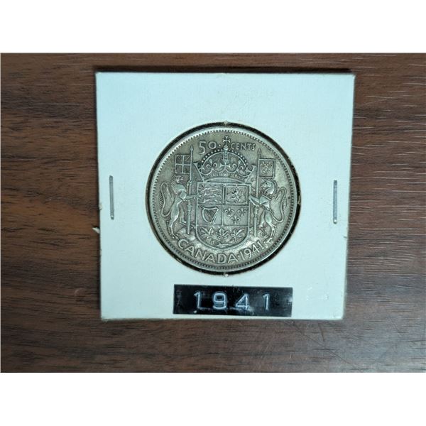 1941 Canadian 50 Cent Coin 800.Silver.200.Copper