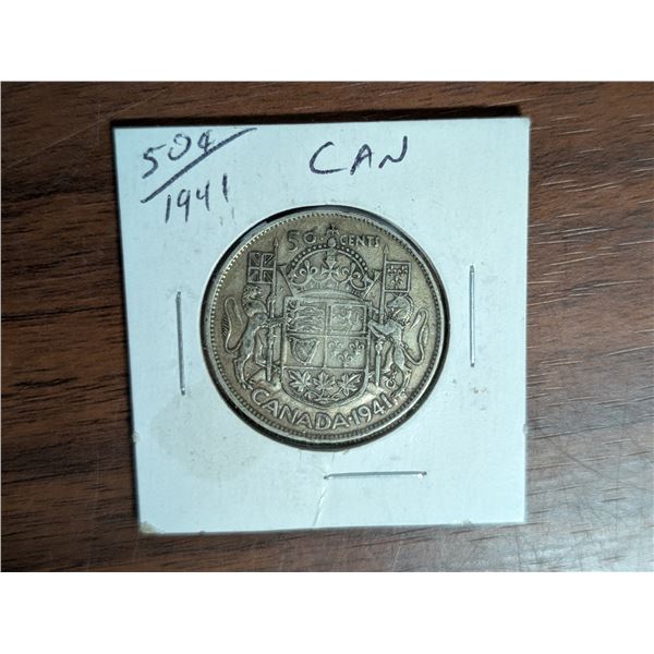 1941 Canadian 50 Cent Coin 800.Silver.200.Copper