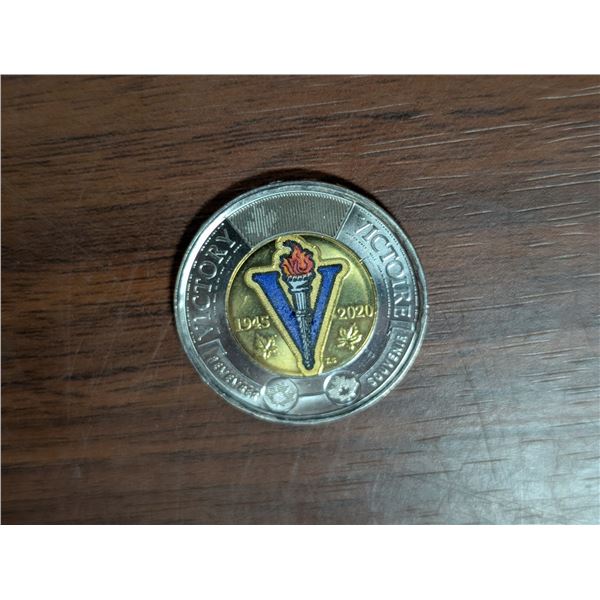 Remember the 75th Anniversary of the End of the Second World War Colourized $2 Toonie