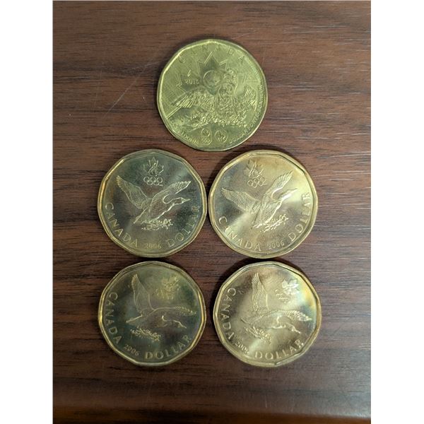 (5) Lucky Loonie Olympic Coins (1) 2016 Coins (4) 2006 Coins
