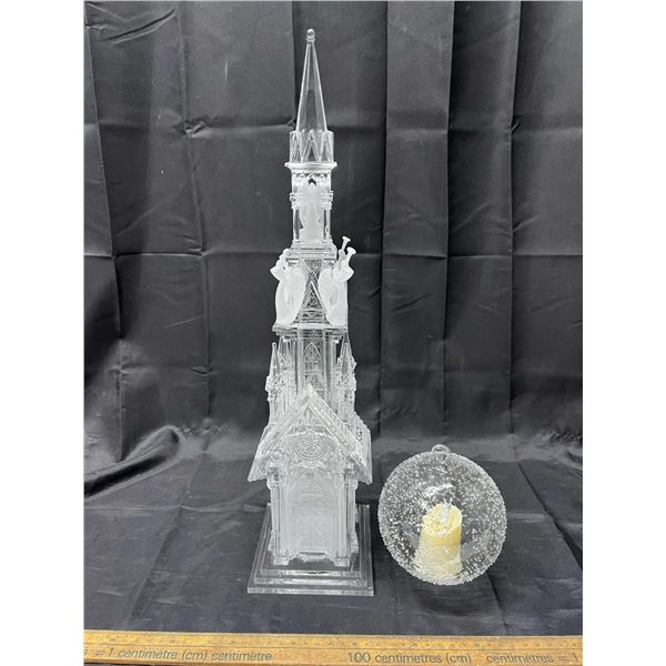 LED Lighted Castle Acrylic Christmas Decoration with Ball Candle(Untested)