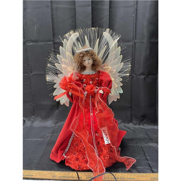 Red Christmas Angel Light Decoration Tree Topper (Tested)