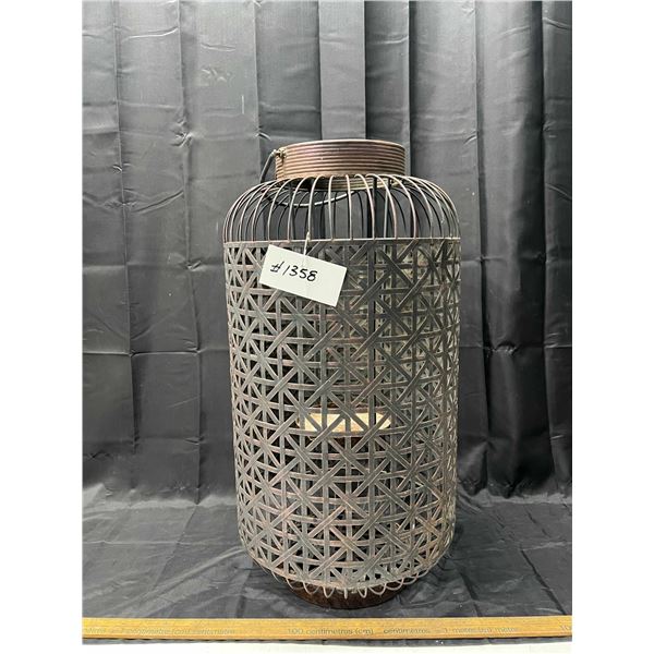 Large Rustic style Bamboo Metal Candle Lantern