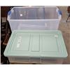 Image 1 : (2) Plastic Storage Bins.  15" x 21"  x 6" (includes lid).  15" x 26" x 11" (no lid)