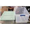 Image 2 : (2) Plastic Storage Bins.  15" x 21"  x 6" (includes lid).  15" x 26" x 11" (no lid)