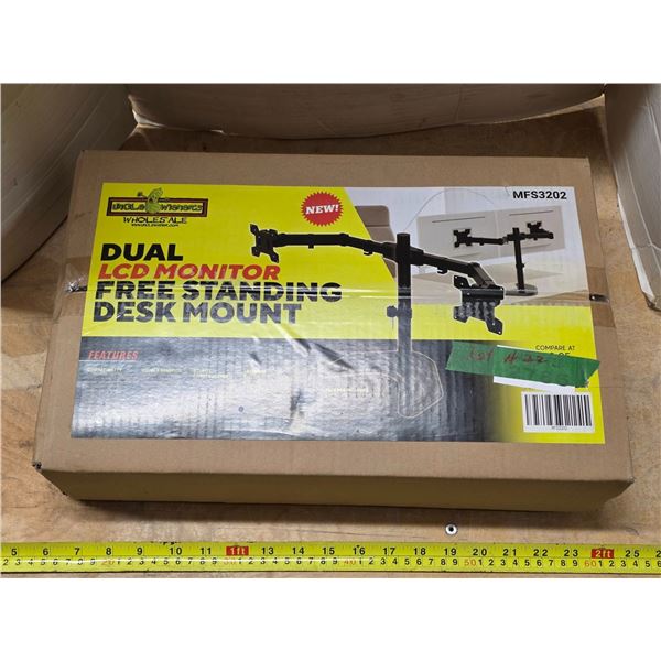 Unused Dual LCD Monitor Free Standing Desk Mount