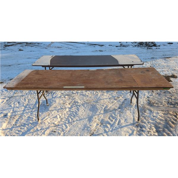 2 Wood Tables With Metal Folding Legs 8ft