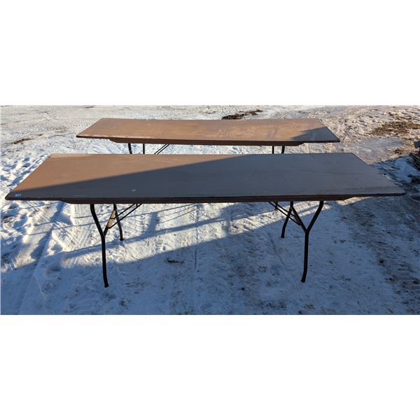 2 Wood Tables With Metal Folding Legs 8ft