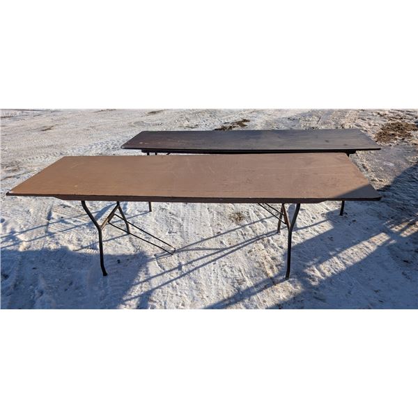 2 Wood Tables With Metal Folding Legs 8ft