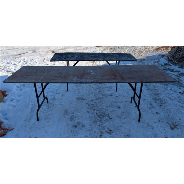2 Wood Tables With Metal Folding Legs 8ft and 6ft