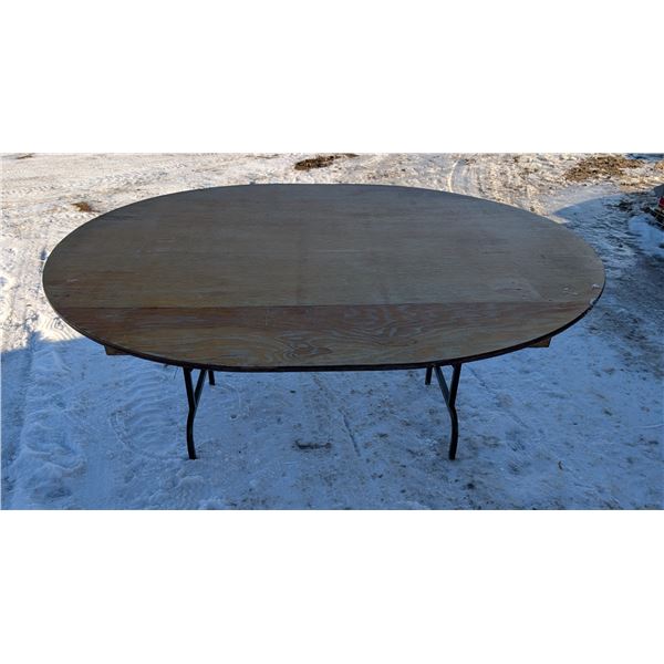 Round Wood Table with Metal Folding Legs 5ft