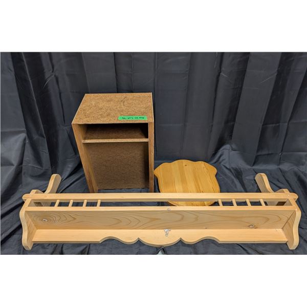 Wooden Antler Mount, Wood Shelf - 36 inch, Wood Organzier