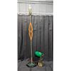 Image 1 : Brass Bankers Lamp and Vintage Wood Floor Lamp