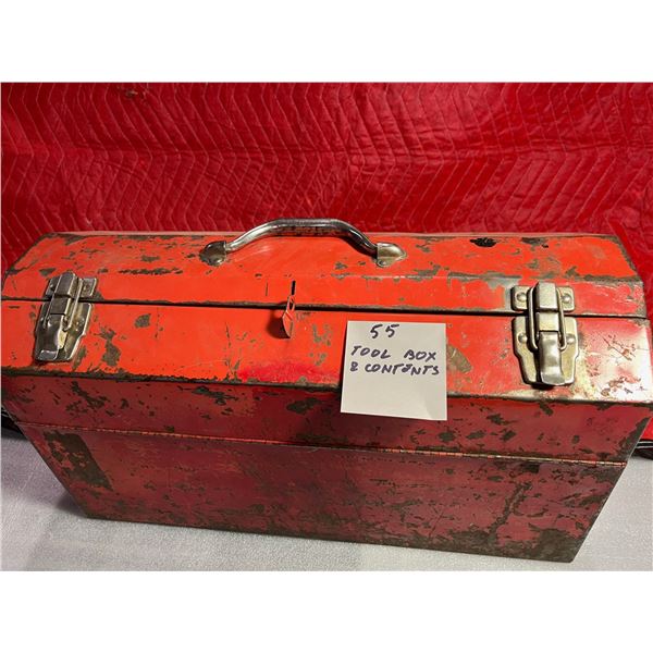 Red tool box and contents