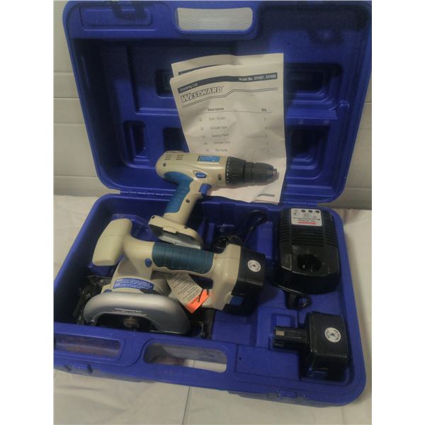 Westward 14v cordless drill & circular saw, untested.