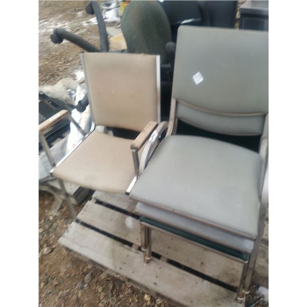 arm chair, office chair, 4 stacking chairs.
