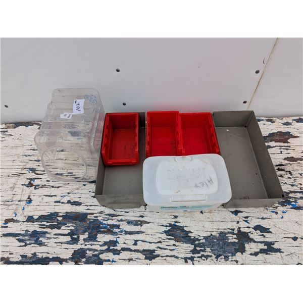 Lot of Bolt Bins and Etc. Buckets for Storage