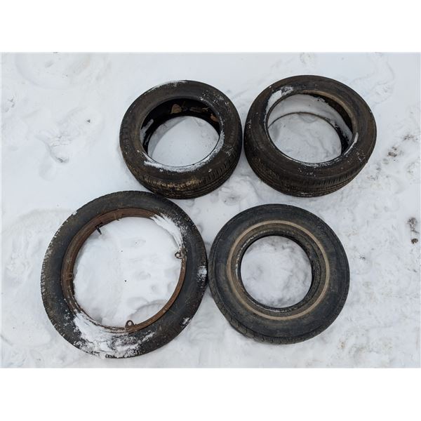 (4) Misc. Tires (1) Possible Vintage Tractor Tire (1) P185/80R13 905 (2) P205/55R16