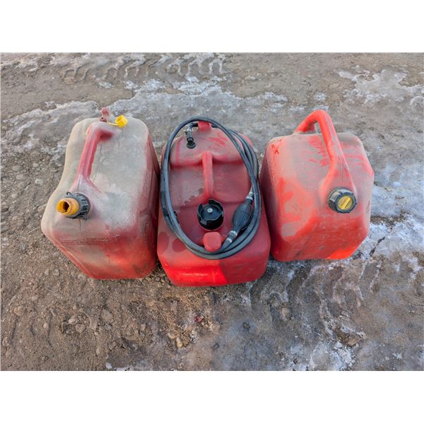 (3) Gas Jerry Cans (1) w/ Gas Accessory