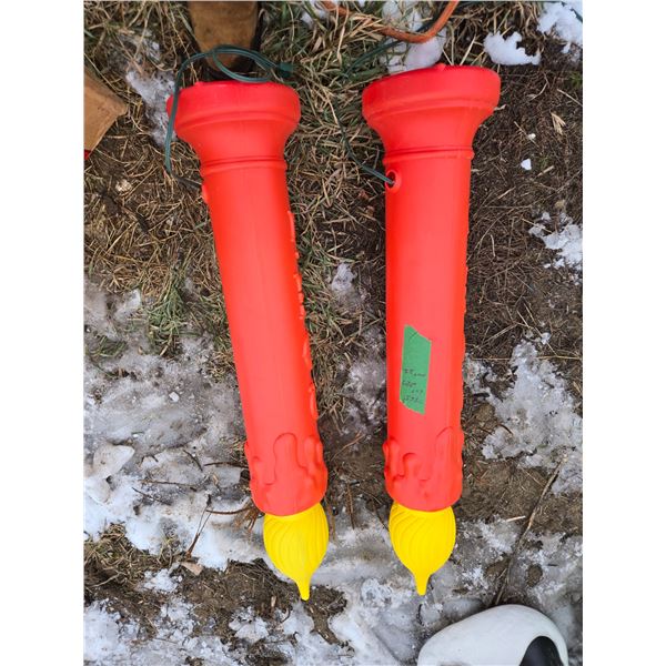 2 vintage lightup christmas candles