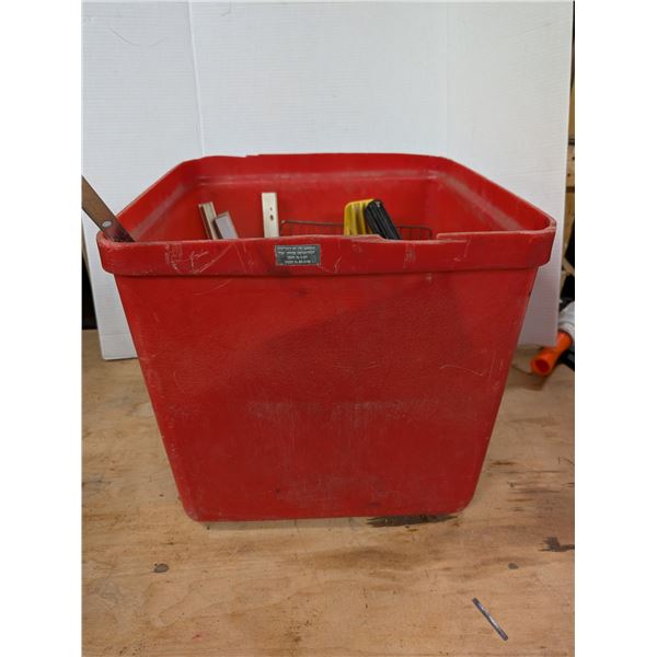Tub of Misc. Tool Hardware and etc. (Bin is From Canada Post W/ Mark)