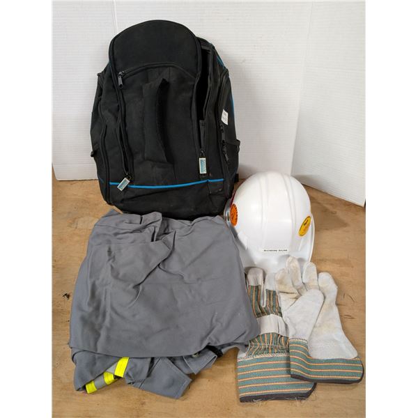 Back Pack w/ Work Uniform (Work Helmet, Work Glasses, Gloves, etc.)