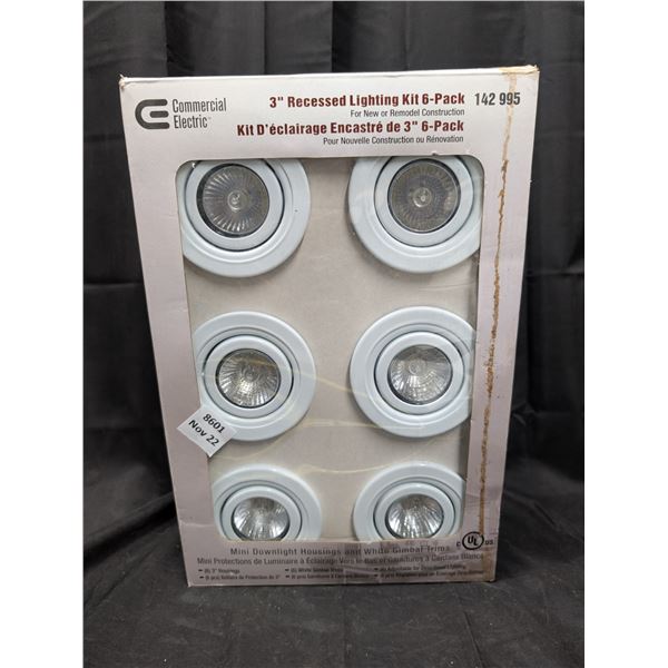 Commercial Electric Brand 3" Recessed Lighting Kit 6 Pack (New)