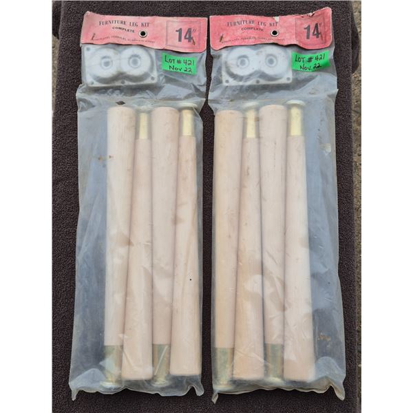 (2) VINTAGE FURNITURE LEG KITS complete with plates, glides, screws. NEW old stock