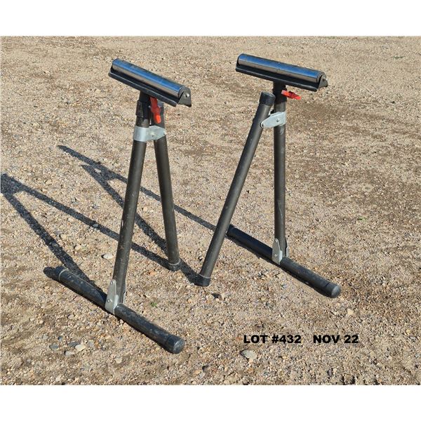 (2) ROLLER STANDS adjustable, foldable.  22" W x 24"L extendable to 47"H.