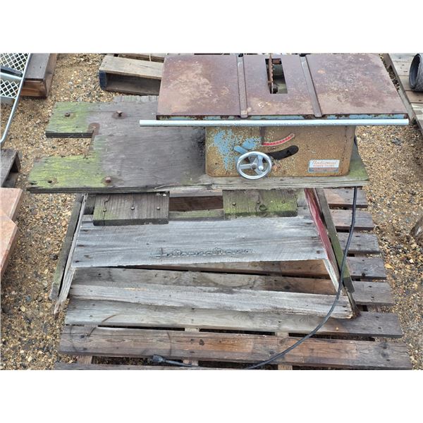 Table saw on homemade platform