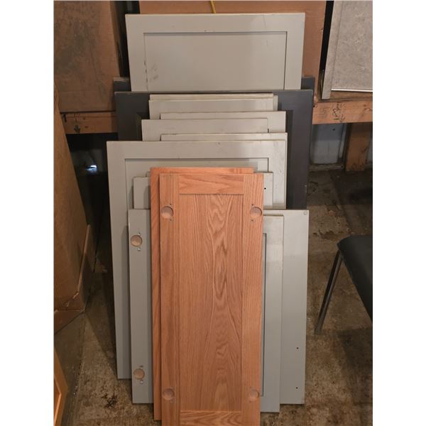 Lot of assorted cupboard door- sizes vary from- 31"W by 13"L to 30"W by 24"L