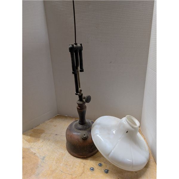 Vintage Coleman Lamp 54 w/ White Glass Shade