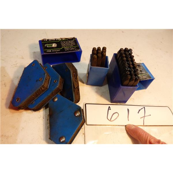 Welding angle magnets, letter & number punch sets