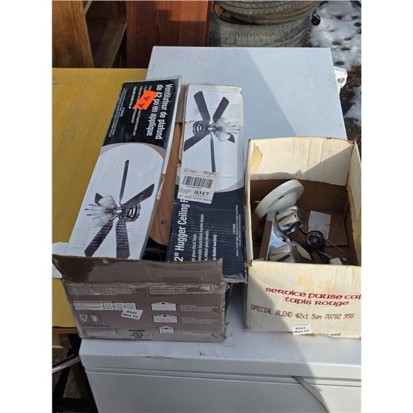 ceiling fan and set of taps