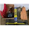 Image 1 : Lot of misc items, wipers, hard hat, spade, tool apron