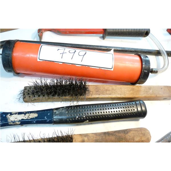 Suction pull, hammer, nail puller, tire wrenches, wire brushes