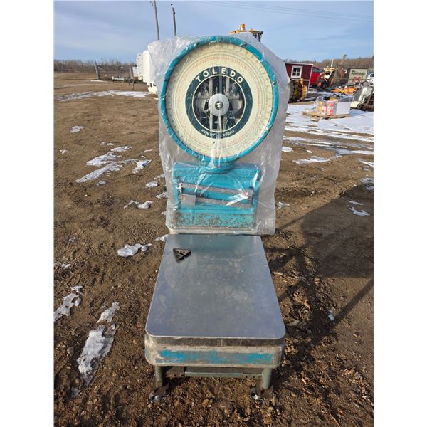 Toledo Butcher Scale, mechanical, turquoise, up to 250lbs on dial, plus 150lbs (400lbs total) (and w